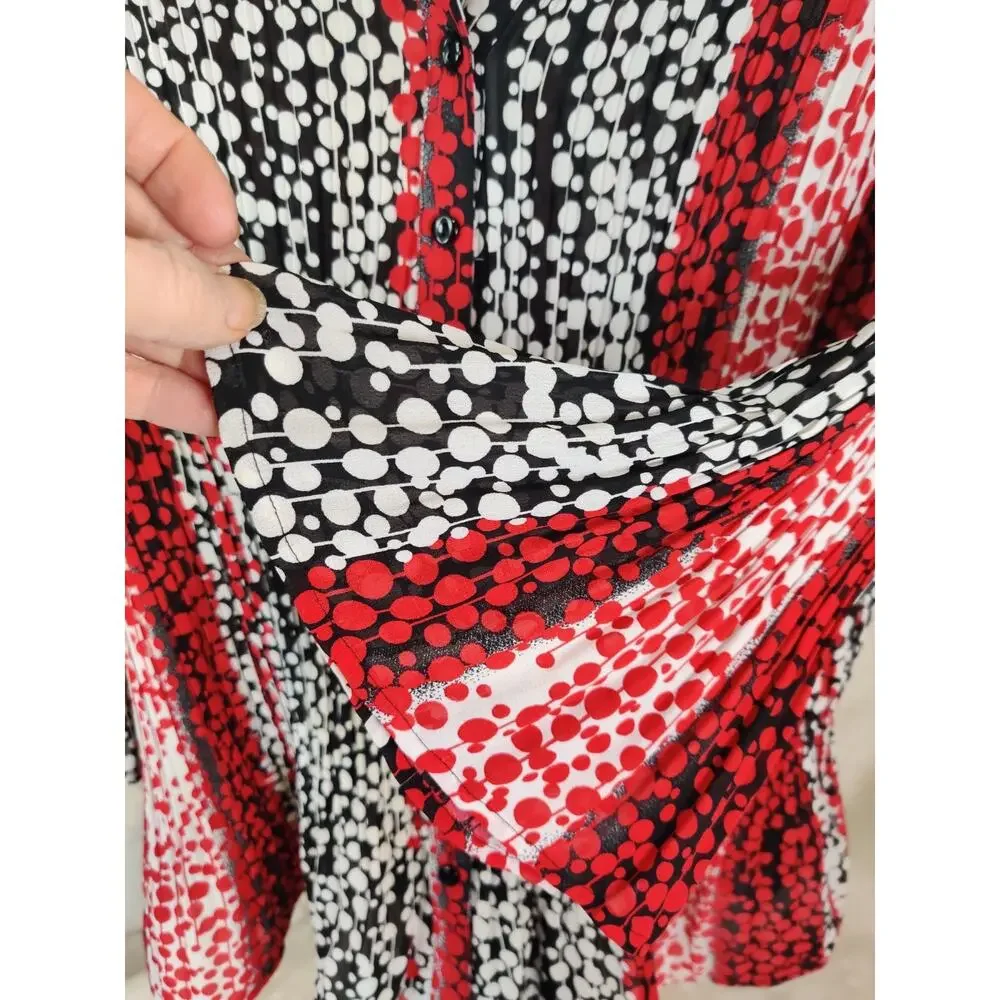 Vintage Avenue Blouse Women's Size 14/16 Button Up Bell Sleeve Abstract - Picture 5 of 7
